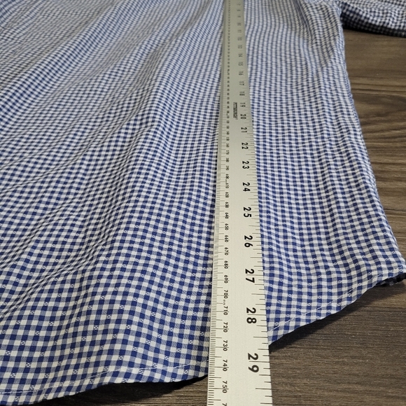 Fischer Men's Blue Checkered Shirt Size M Gingham Check Long Sleeve - Picture 6 of 6